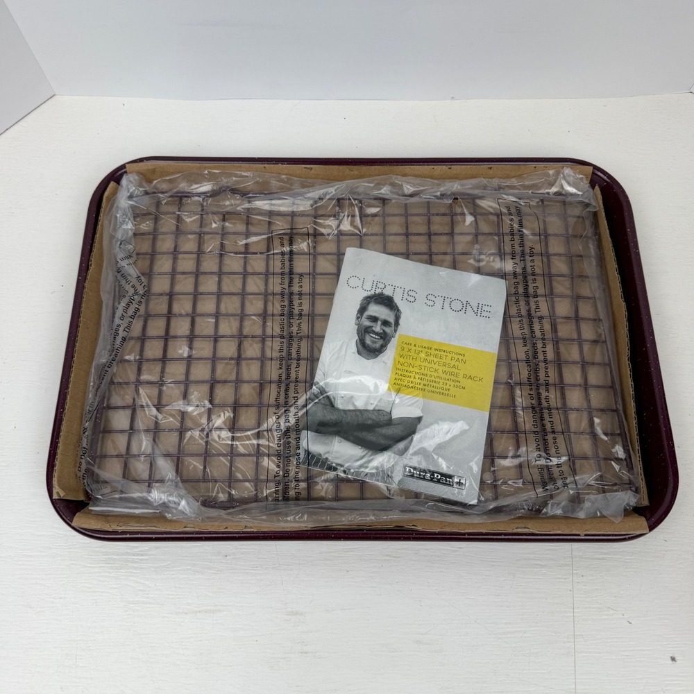 Curtis Stone 9x13 Sheet Pan with Universal Non-Stick Wire Rack Burgundy